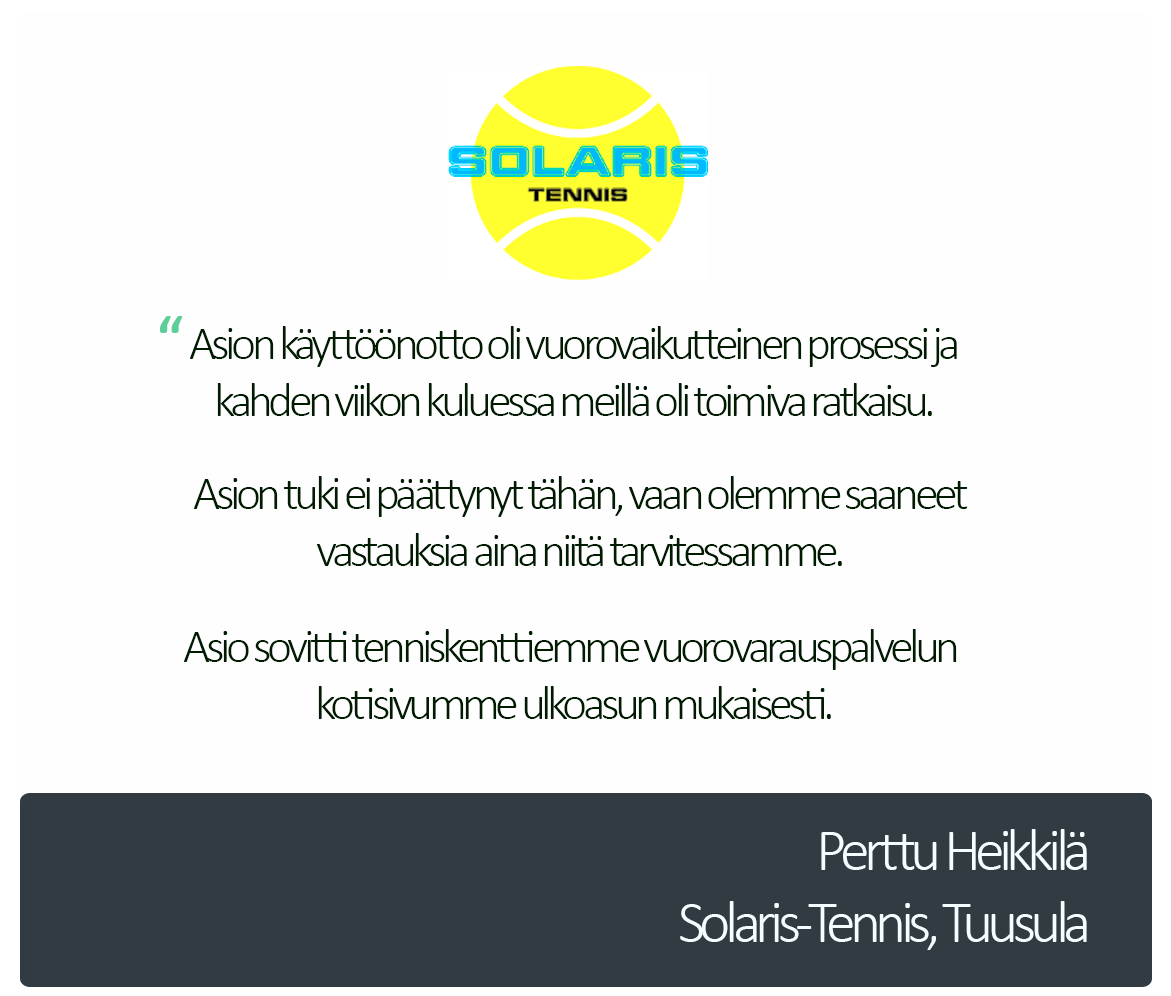 Perttu Heikkilän sitaatti (Solaris Tennis)