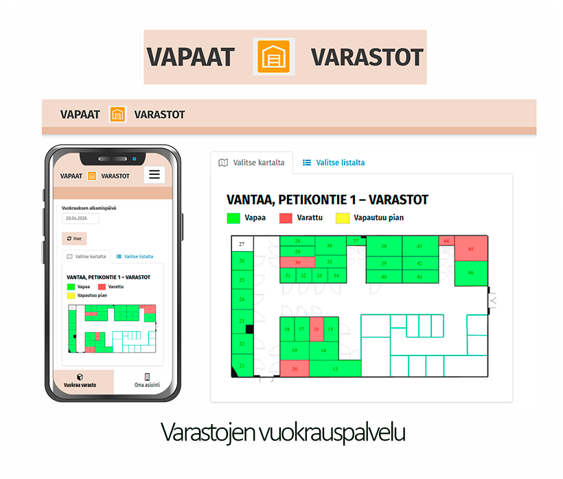 Vapaat varastot varauspalvelu